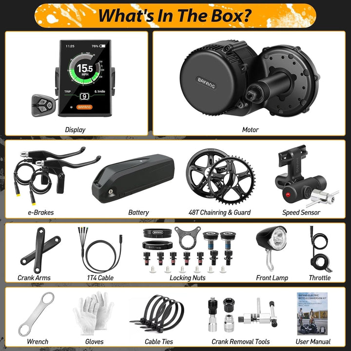 BAFANG Mittelmotor 250W/350W/500W/750W/1000W mit 13/15/20/22,4 Ah Akku, eBike Umrüstsatz with eBike