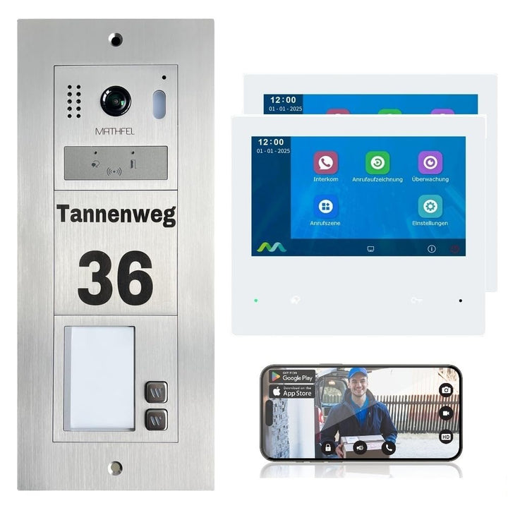 MATHFEL 2-Draht-Bus WLAN Video Türsprechanlage - Personalisierte Aussenstation inklusive Gravur, ide