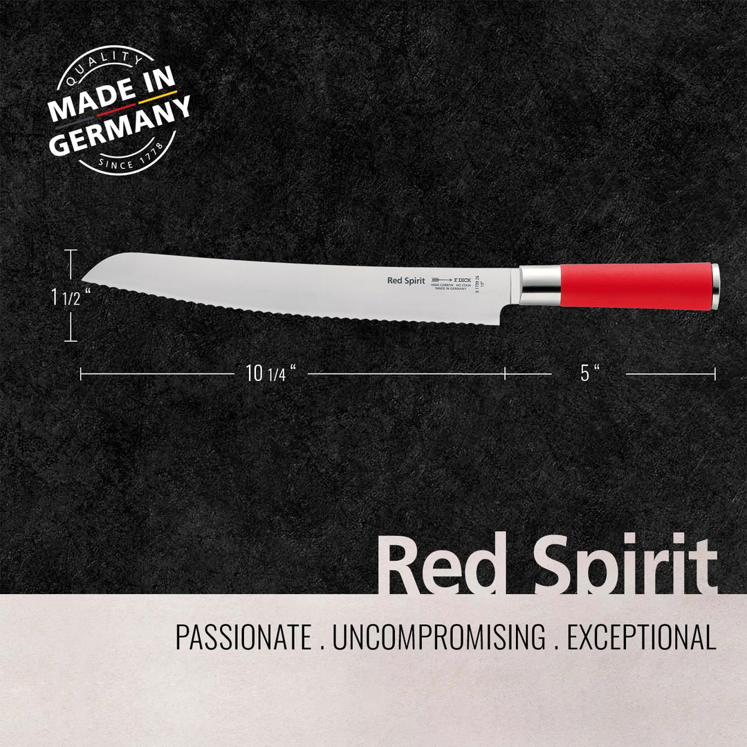 F. DICK Brotmesser, Sägemesser, Red Spirit (Messer mit Klinge 26 cm, X55CrMo14 Stahl, nichtrostend,