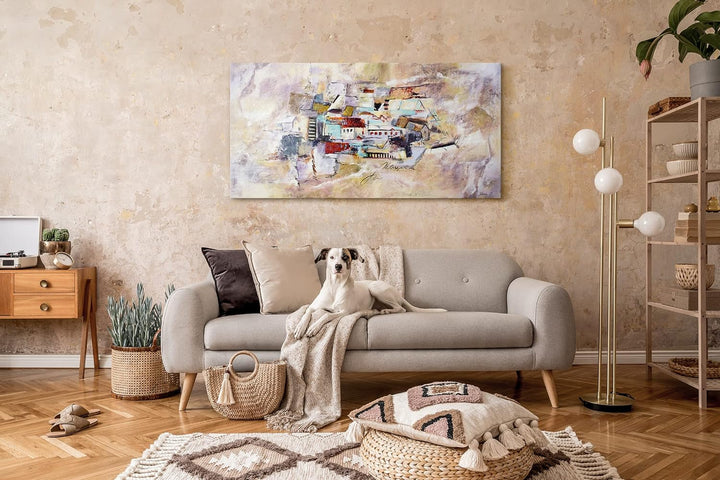 YS-Art Abstrakt Stil Acryl Gemälde auf Leinwand Fortschritt handgemalt Wandbilder Wohnzimmer modern