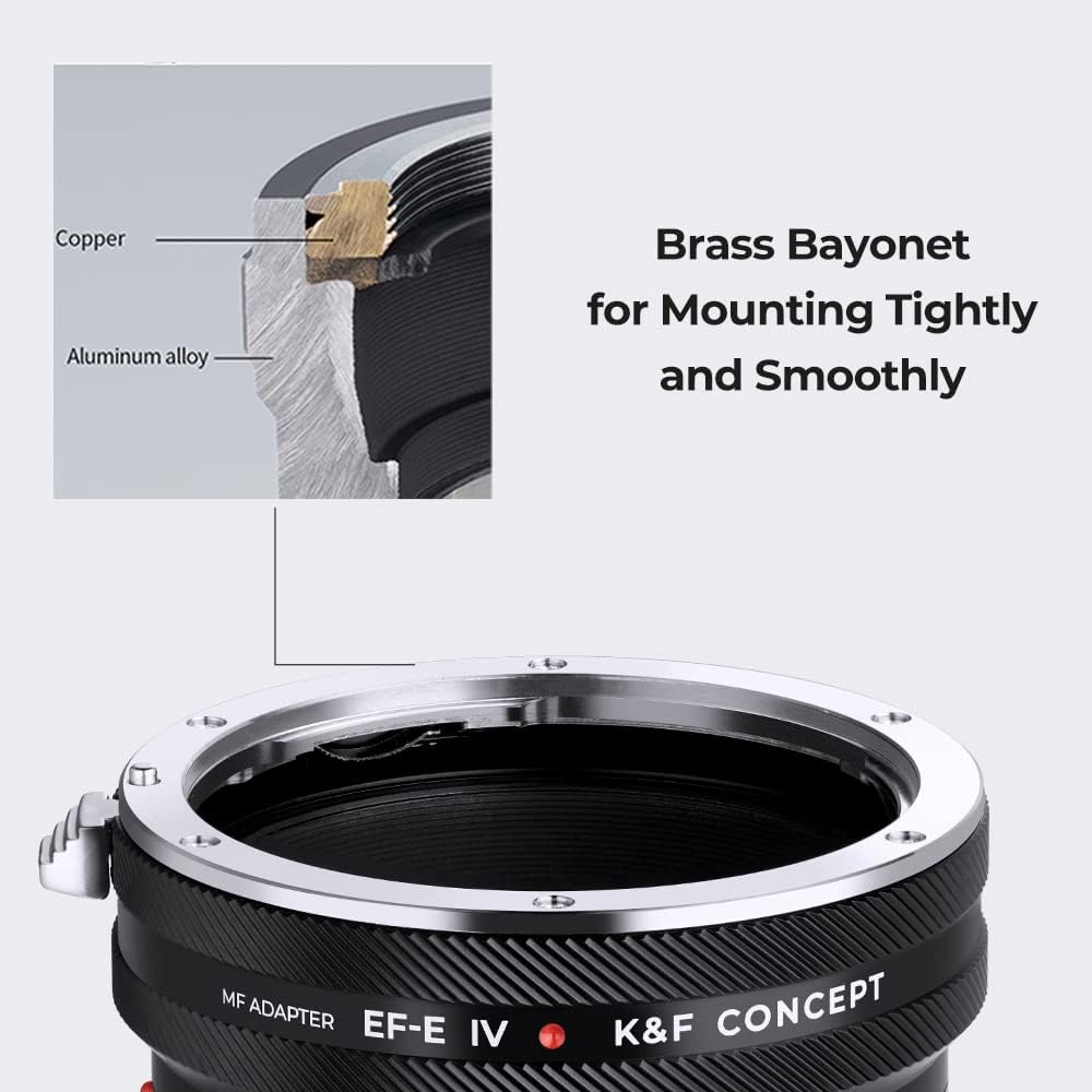 K&F Concept Lens Mount Adapter EOS-NEX IV IV Manueller Fokus Kompatibel mit Canon (EF/EF-S) Objektiv
