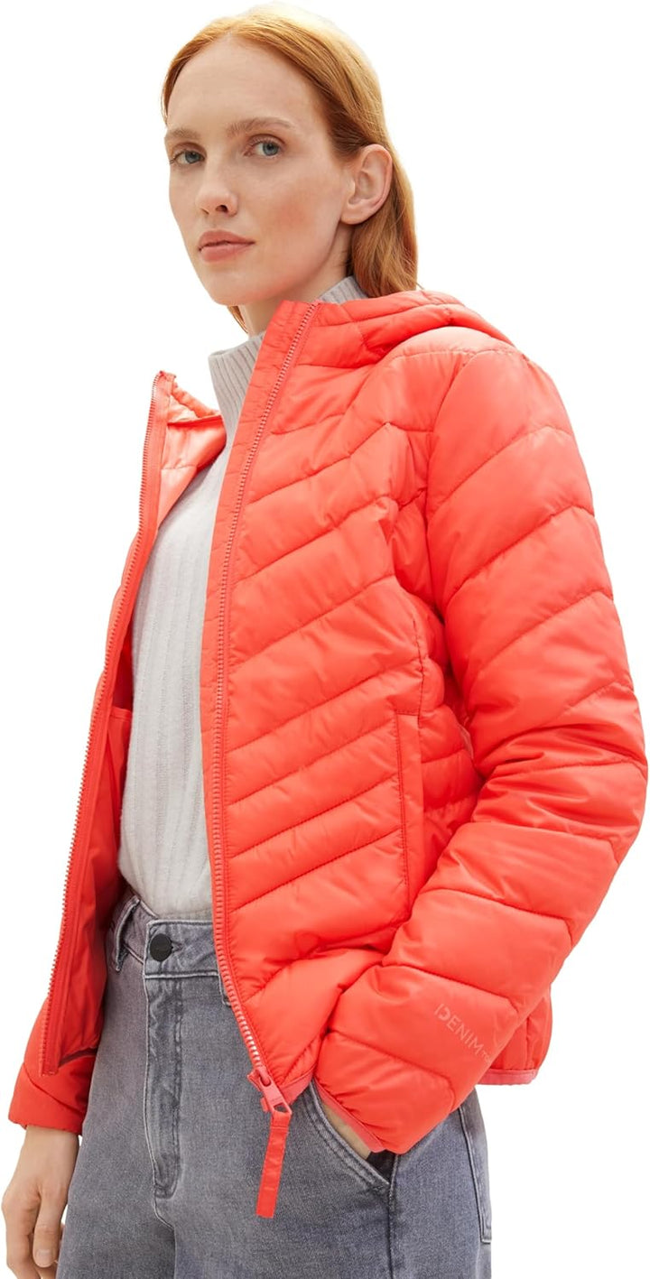 TOM TAILOR Denim Damen Lightweight Steppjacke mit Kapuze, 11042 - Plain Red