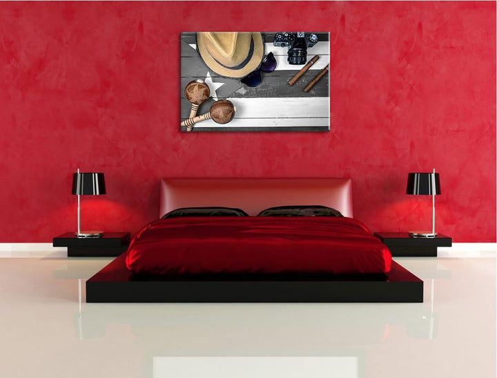 Stilleben Kubazigarren schwarz/weiss Format: 100x70 auf Leinwand, XXL riesige Bilder fertig gerahmt