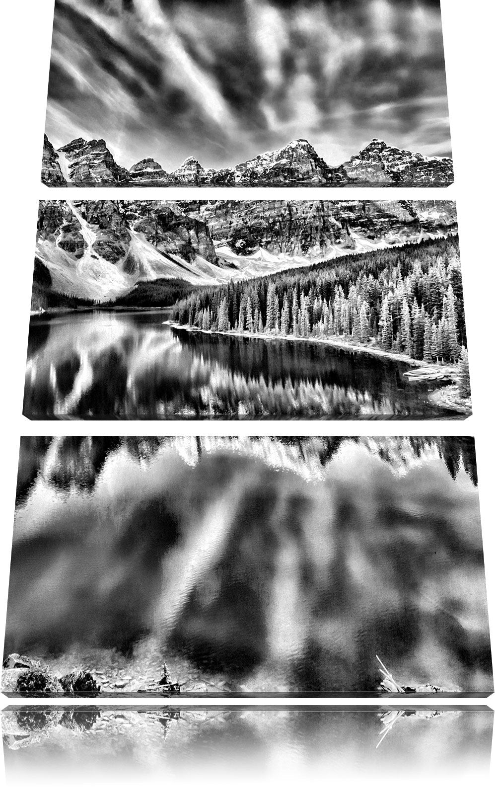 Pixxprint Bergsee als Leinwandbild/Grösse: 3 Teilig (120x80) cm/Wandbild/Kunstdruck/fertig bespannt