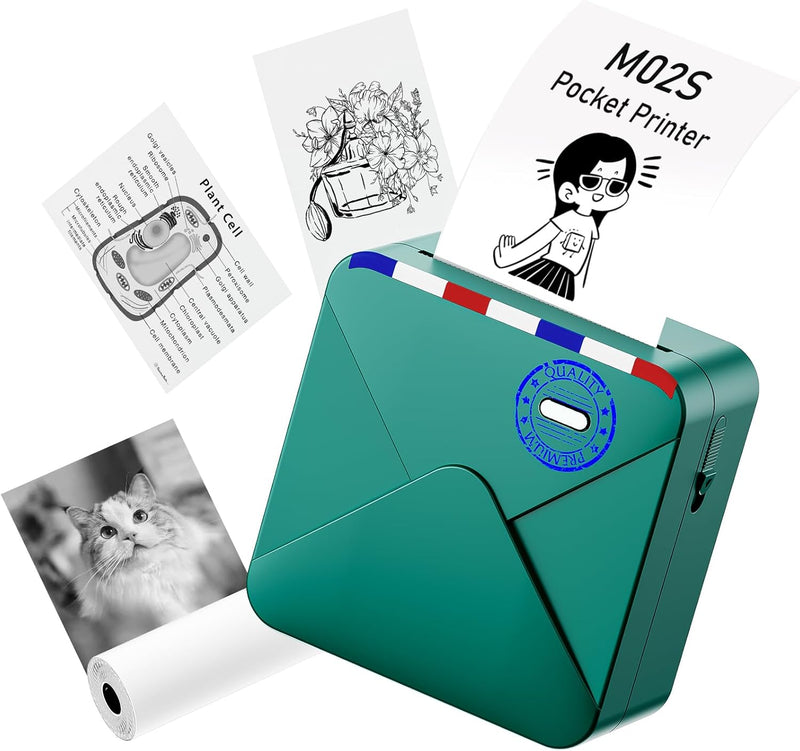 Omezizy Mini Drucker für Smartphone, M02S Mini Sticker Drucker, Bluetooth Thermodrucker, Mini Fotodr