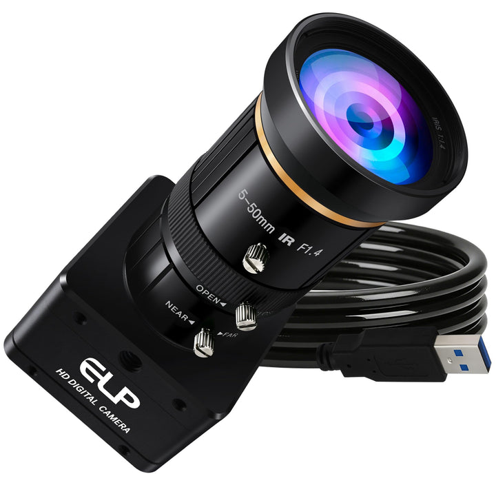 G ELP High Speed Global Shutter USB3.0 Zoom Kamera, 720P/200fps, 1200P/120fps, 5-50mm 10X Zoom Webca