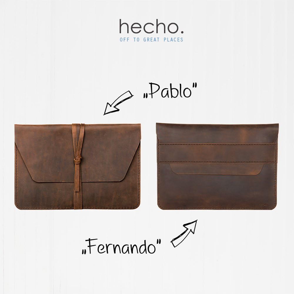 hecho. Leder Hülle Pablo für MacBook Pro 14 Hülle (M1-M3 | 2021-2023) - Handgefertigt | Leder | Fair