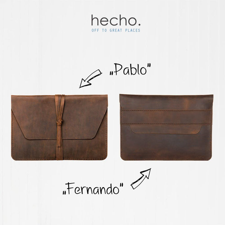 hecho. Leder Hülle Pablo für MacBook Pro 14 Hülle (M1-M3 | 2021-2023) - Handgefertigt | Leder | Fair