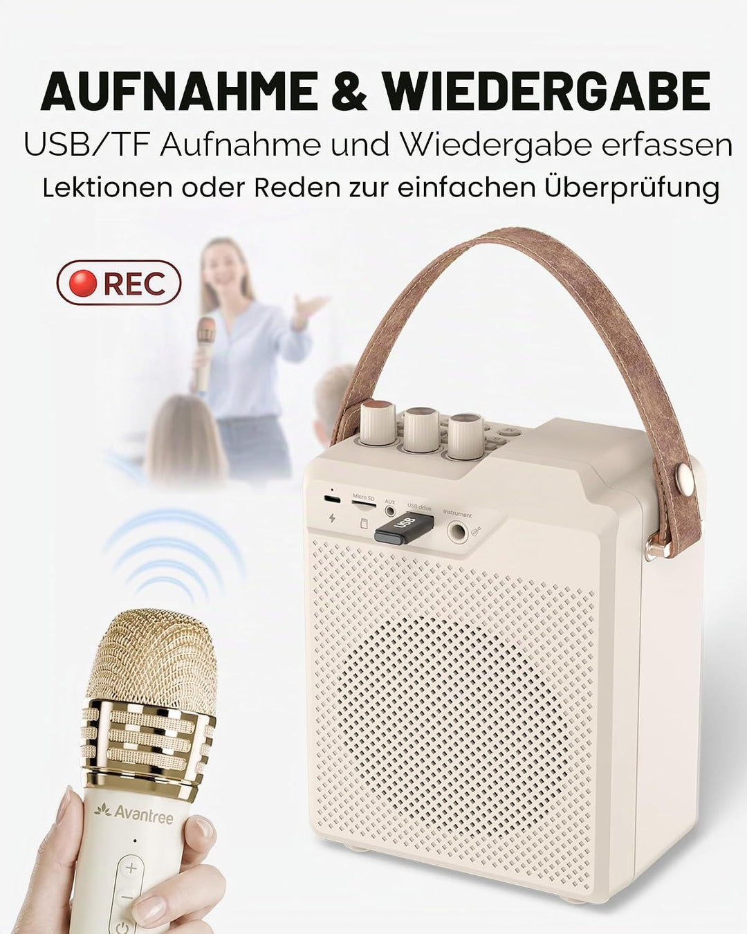 Avantree VoxAmp Duo - Tragbarer Kabellose Sprachverstärker, Doppeltes Mikrofon Und Lautsprecher Set