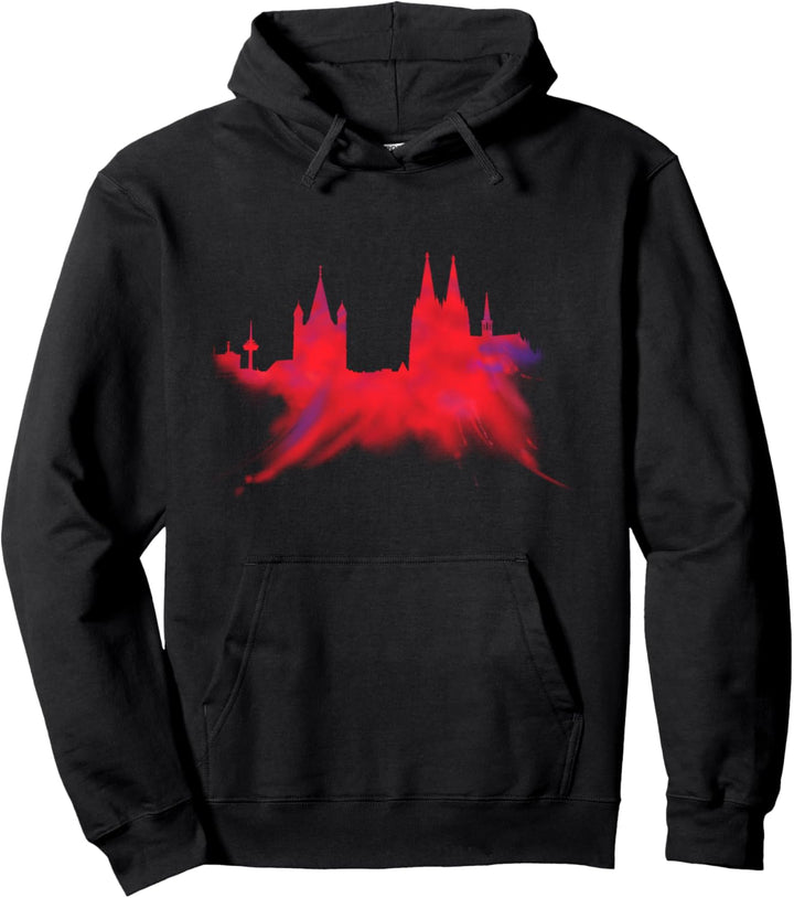 Kölner Skyline Rot Weiss Aquarell Kölner Karneval Dom Köln Pullover Hoodie