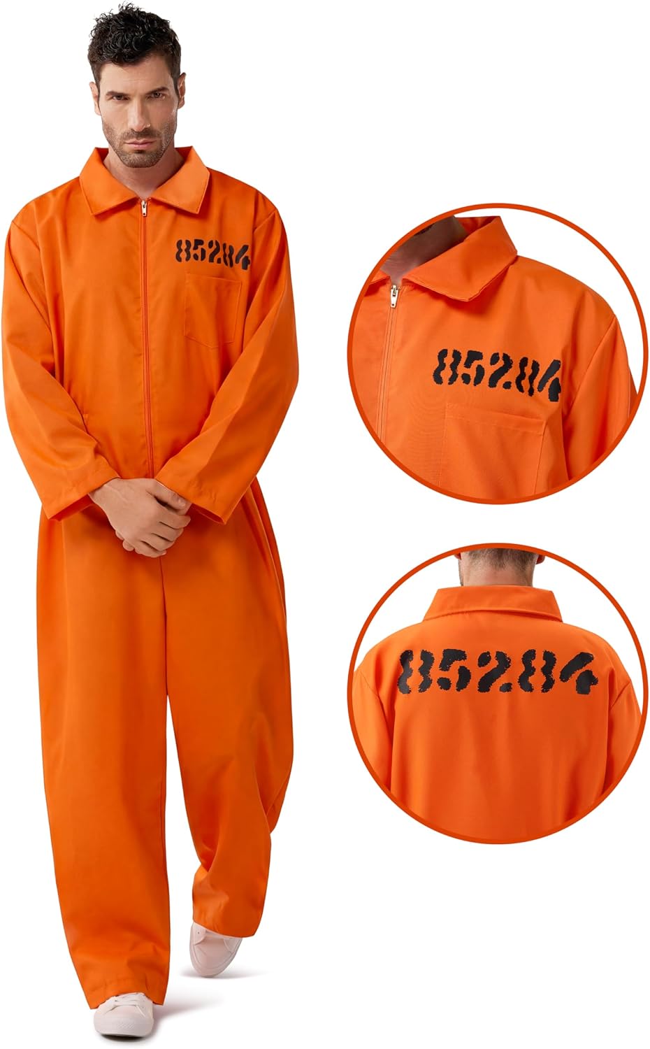 Spooktacular Creations Orange Overall, Herren-Gefangenenkostüm für Halloween-Kostüm für Erwachsene,