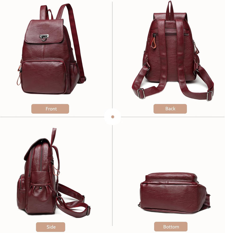 NICOLE &amp; DORIS Damen Lederrucksack Lässiger Damenrucksack für Damen Rucksackbeutel für Damen schwarz