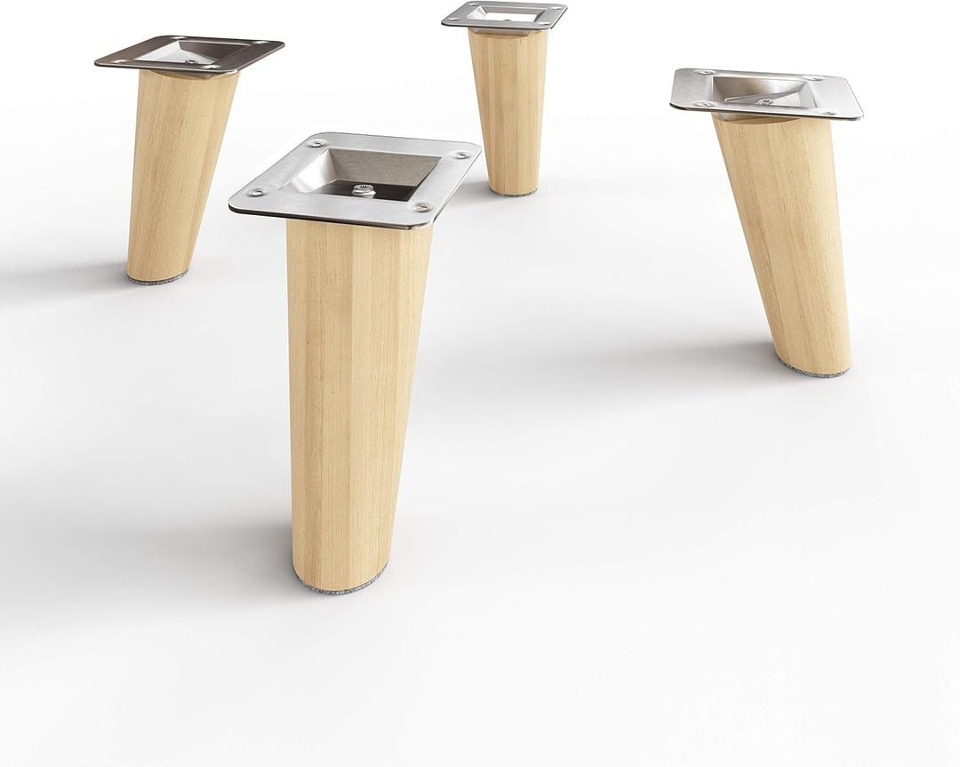 Sossai Möbelfüsse aus Massivholz Buche mit Öl-Finish, Clif Round HMF2, 10 cm hoch, rund, schräge Aus