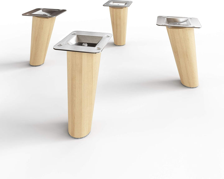 Sossai Möbelfüsse aus Massivholz Buche mit Öl-Finish, Clif Round HMF2, 10 cm hoch, rund, schräge Aus