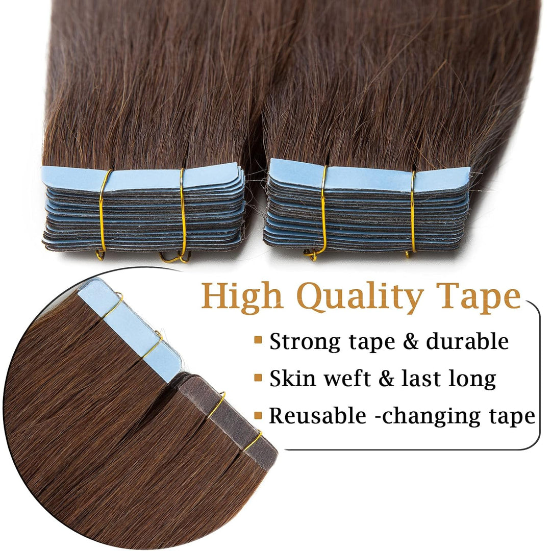SEGO 40 Stück Tape in Extensions Echthaar 2.5g/pcs Klebeband Haarverlängerung 100% Remy Human Haar H