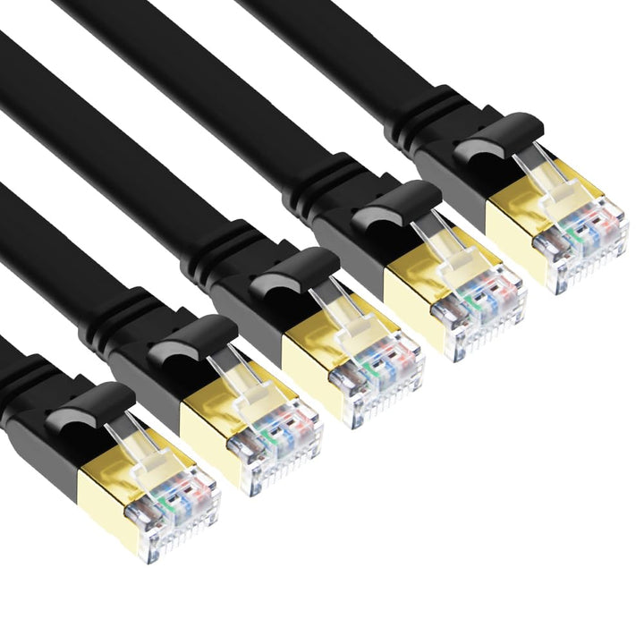 Yauhody Cat 8 1m, 5-Stück Lan Kabel Netzwerkkabel Flach Ultra High Speed 40Gbps 2000MHz STP Ethernet