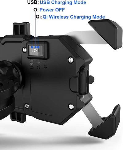 iMESTOU Motorrad Wireless Telefonhalterung 15W Qi & USB Quick Charger 3.0 Lenker/Rückspiegel Mobile