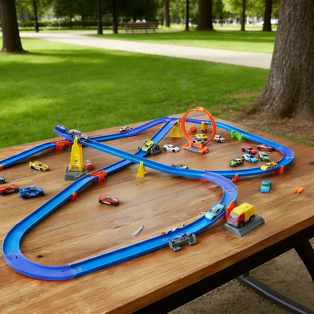 10stk Bahn Zubehör mit Hot Wheels, 90-Grad-Kurvenschienen-Bausatz Spielzeugauto-Bahnbausatz Kompatib