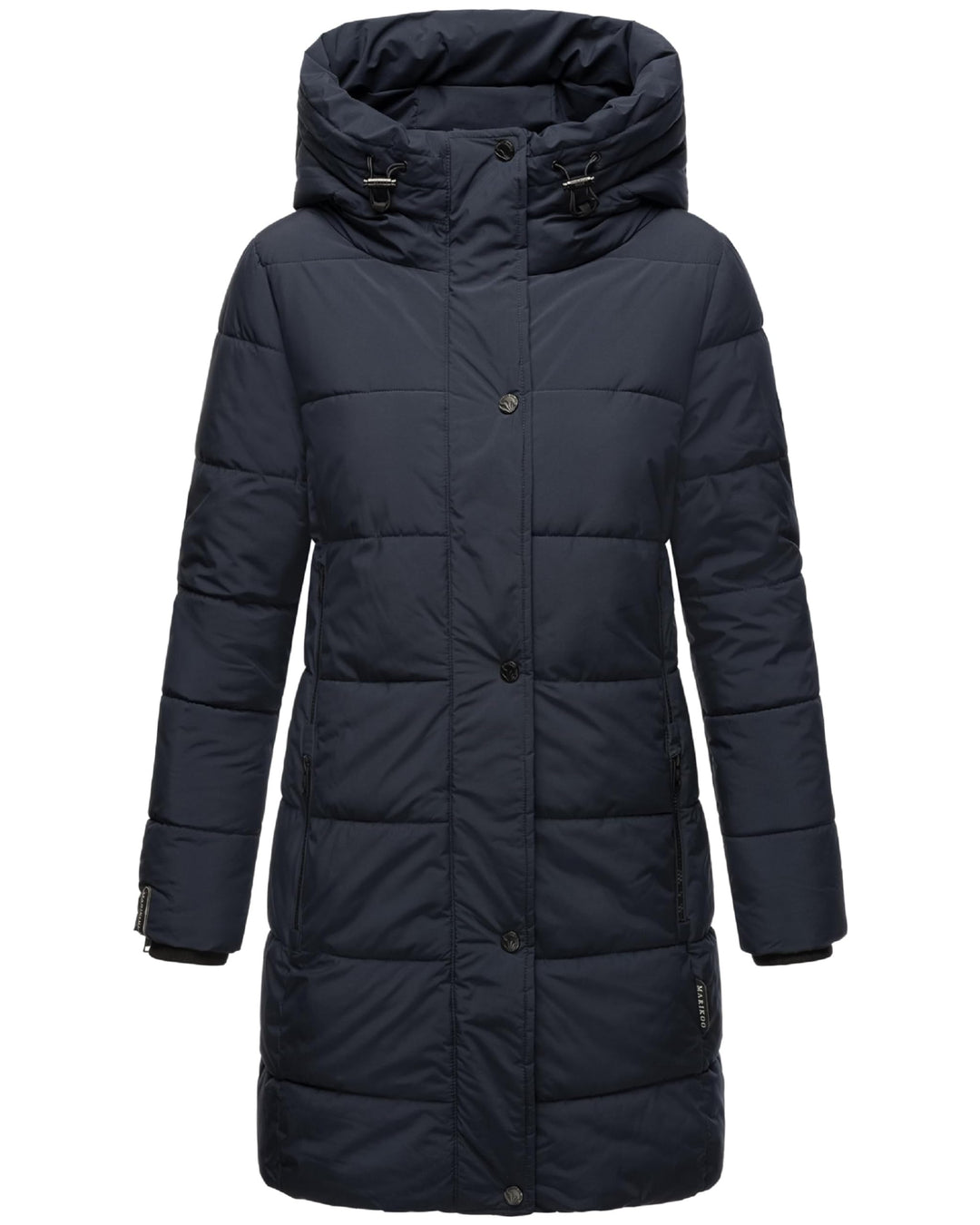 MARIKOO Damen Wintermantel warmer Steppmantel lang mit Kapuze und hohem Kragen Karumikoo XVI XS-5XL