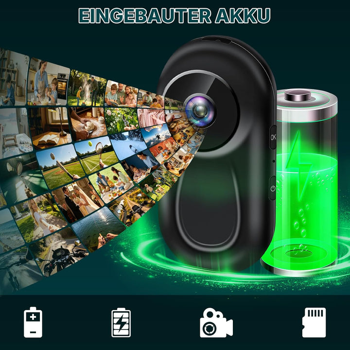 Actionkamera mit WiFi 2K, Verbesserte HD Mini-Action-Kamera | Daumen-Action Sportkamera mit Magnetha