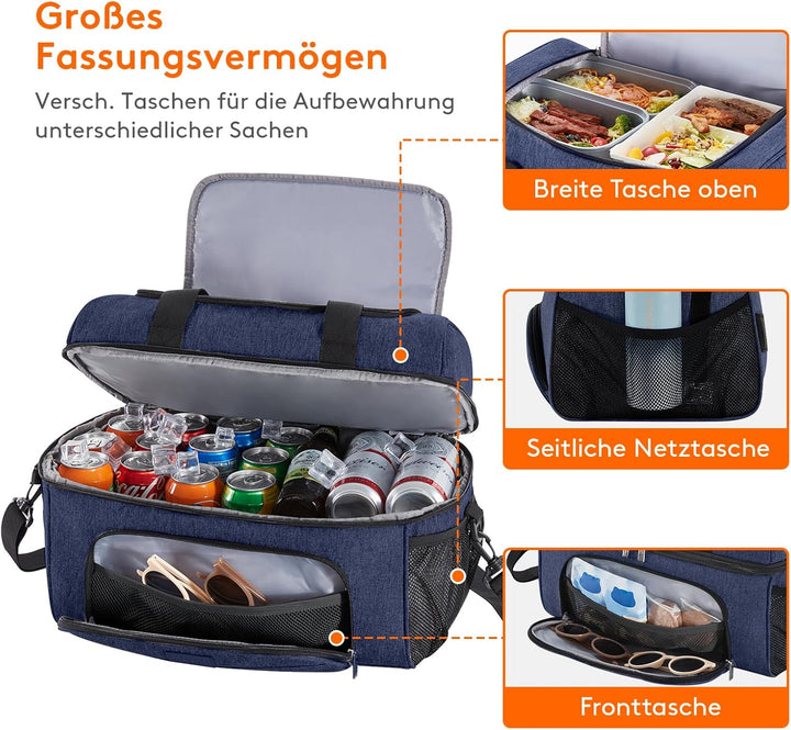 Lifewit grosse Kühltasche für 48 Dosen, isolierte Lunch-Tasche, leichte, tragbare Kühltasche, doppel