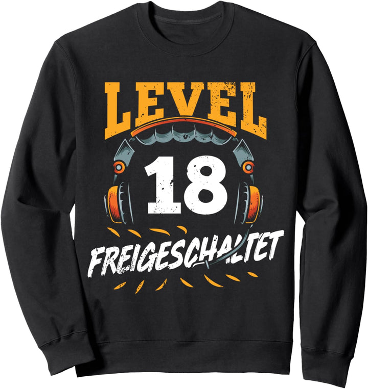 Level 18 Freigeschaltet 18 Jahre Gamer Geburtstag Geschenk Sweatshirt