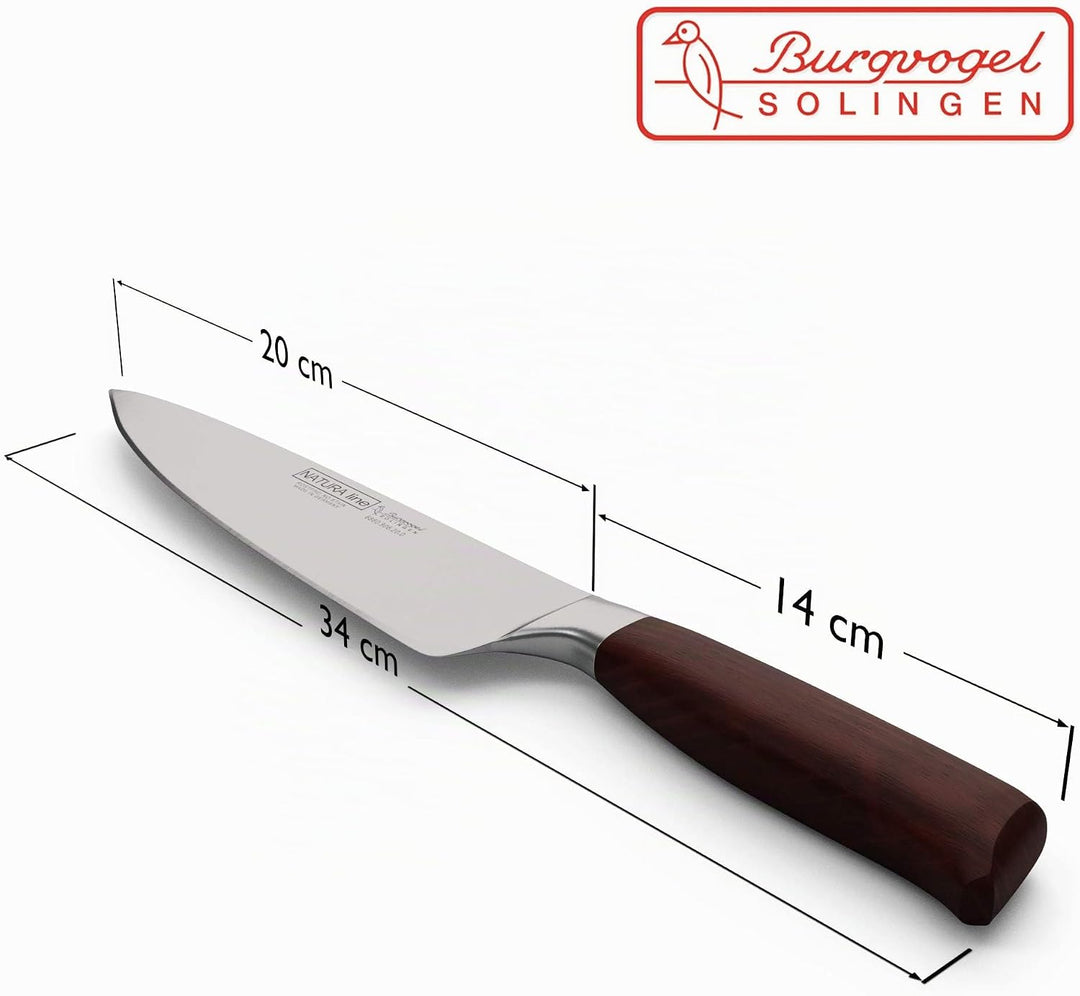 Burgvogel Solingen Natura Line, 20 cm Kochmesser Holzgriff, rot satiniert, geschmiedet, sehr scharfe