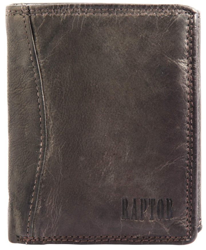 Raptor Herren - Geldbörse Echt Leder Portemonnaie Brieftasche 11x9 cm RA40011 Taupe, Taupe