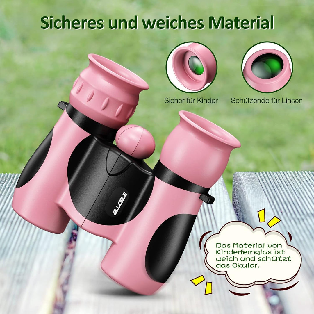 ALLCELE Fernglas für Kinder, Kinderfernglas mit starker Vergrösserung 8 x 21, Outdoor Exploration Fe