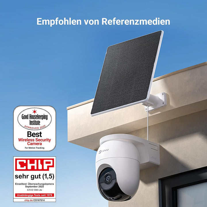 EZVIZ CB8 Lite 4K Überwachungskamera Aussen Akku Solar, 360° Schwenkbare WLAN Kamera Outdoor Kabello