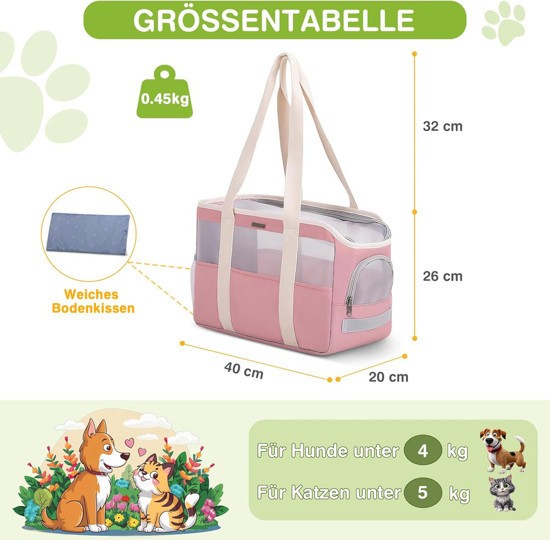ALLSOPETS Hundetragetasche Haustier Tragetasche für Hunde und Katzen Atmungsaktiv Hundetasche mit He