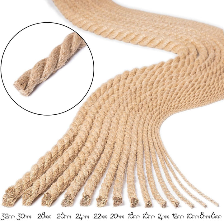 BooGardi Juteseil in Verschiedene Stärken und Längen · Ø 26mm Länge 15m · Naturware zum Basteln · Ma