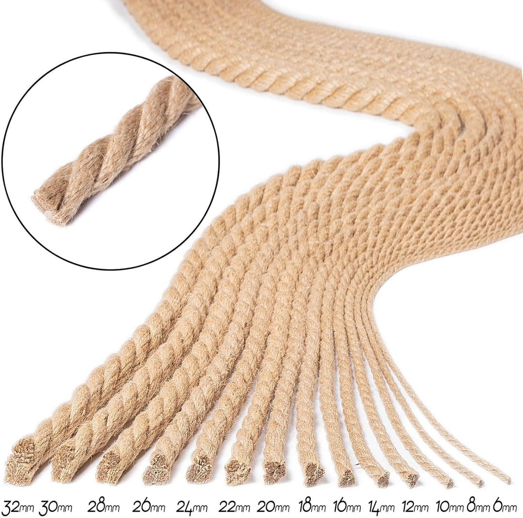 BooGardi Juteseil in Verschiedene Stärken und Längen · Ø 32mm Länge 15m · Naturware zum Basteln · Ma