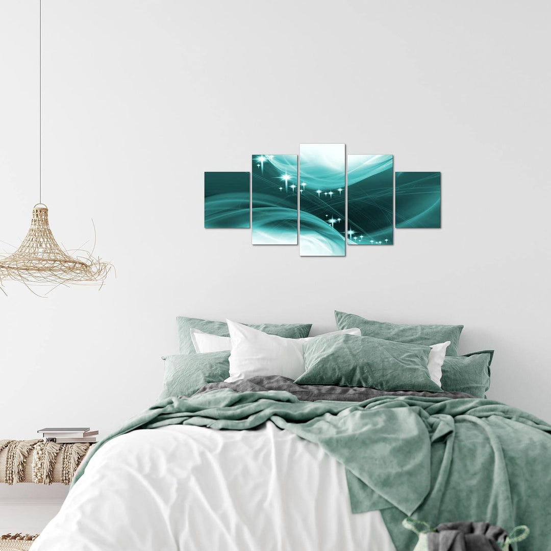 Runa Art Wandbilder Abstrakt 5 Teilig Bild auf Vlies Leinwand Deko Wohnzimmer Schlafzimmer Diamant T