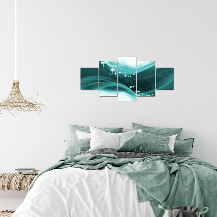 Runa Art Wandbilder Abstrakt 5 Teilig Bild auf Vlies Leinwand Deko Wohnzimmer Schlafzimmer Diamant T