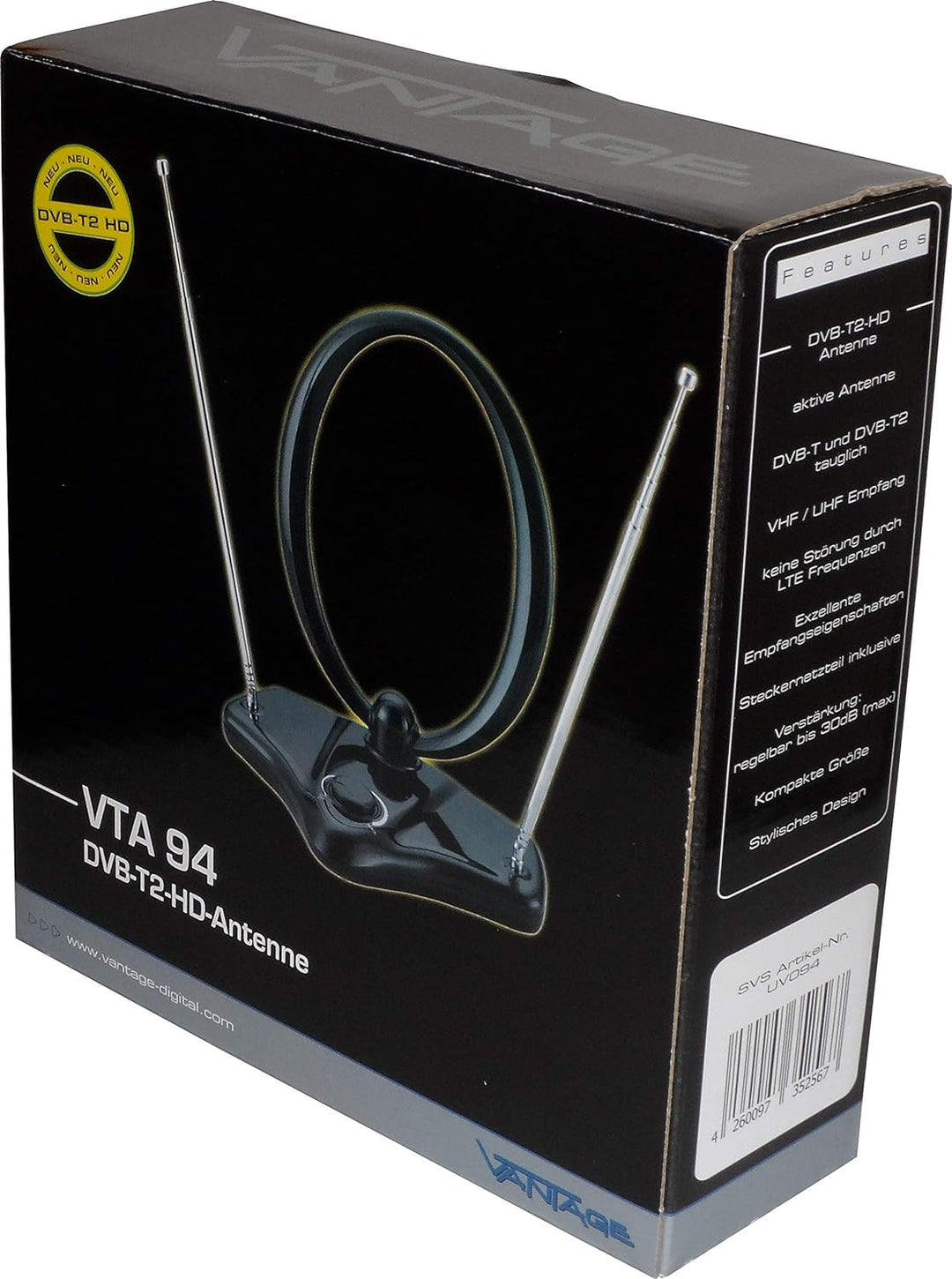 EDISION Picco T265 Full HD H.265 HEVC terrestrischer FTA Receiver T2 &amp; Vantage VTA74 Zimmerantenne D