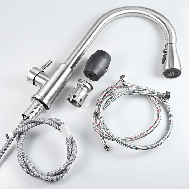 Wasserhahn Küche Ausziehbar, Hochdruck Küchenarmatur 360° Drehbar, Mischbatterie Spültischarmatur mi