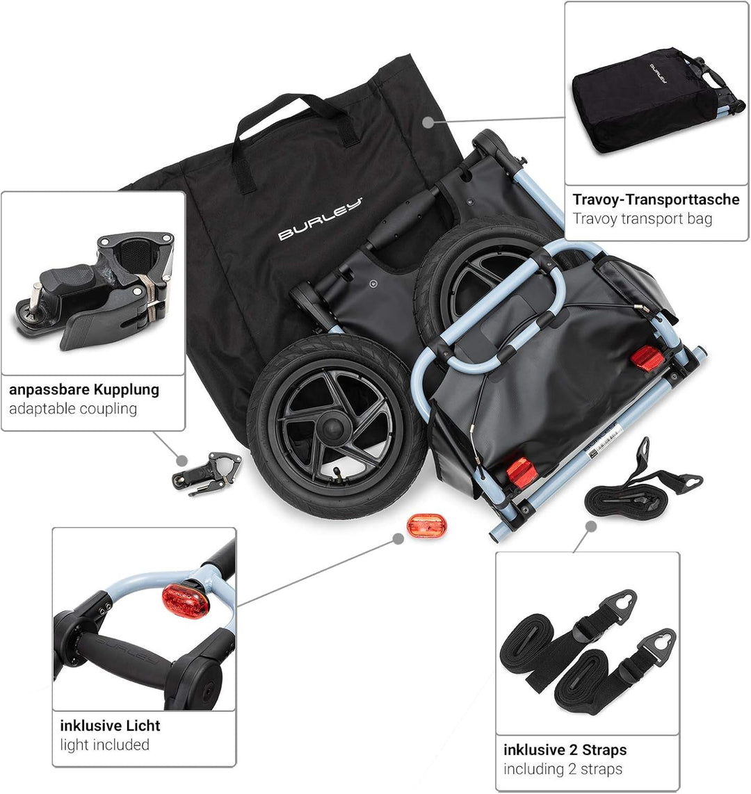 Qeedo Travoy Fahrrad Lastenanhänger (2020) Set Gepäcknetz - Cool Grey