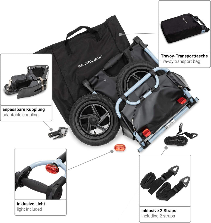 Qeedo Travoy Fahrrad Lastenanhänger (2020) Set Gepäcknetz - Cool Grey