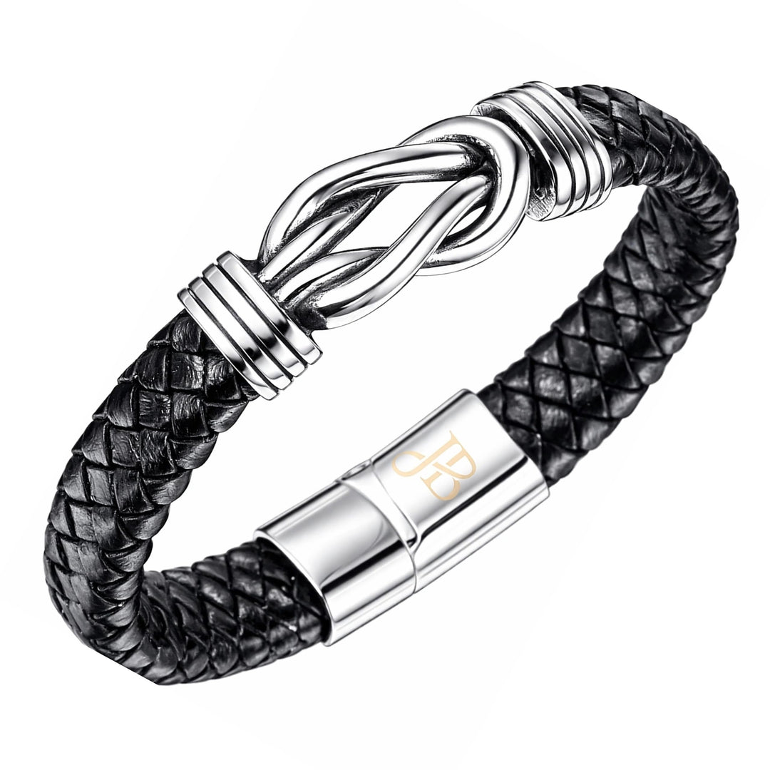 Jewellbox Herren Leder Unendlichkeit Knoten Armband, Leder Punk Schmuck Armband