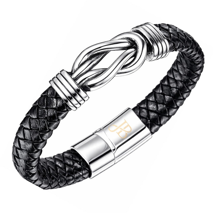Jewellbox Herren Leder Unendlichkeit Knoten Armband, Leder Punk Schmuck Armband