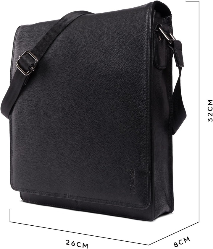 LEABAGS Leder Umhängetasche Herren & Damen I Echtleder Laptoptasche bis 13 Zoll I Messenger Bag mit