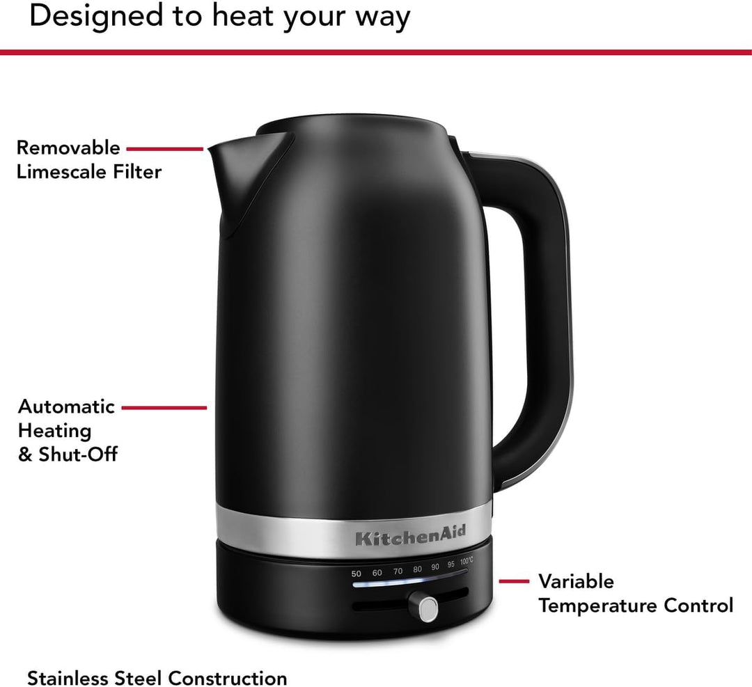 KitchenAid Wasserkocher mit Temperatureinstellung von 50 bis 100°C - Teekocher mit Temperaturanzeige