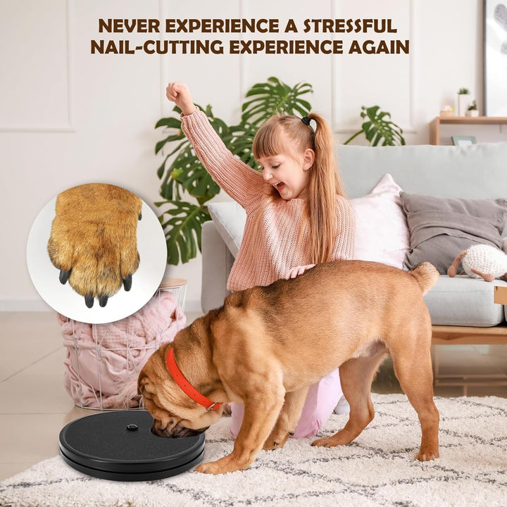 Krallenschleifer für Hunde – 360° Drehbares Kratzbrett mit Leckerlibox, Stressfreies Nagelfeilenbret