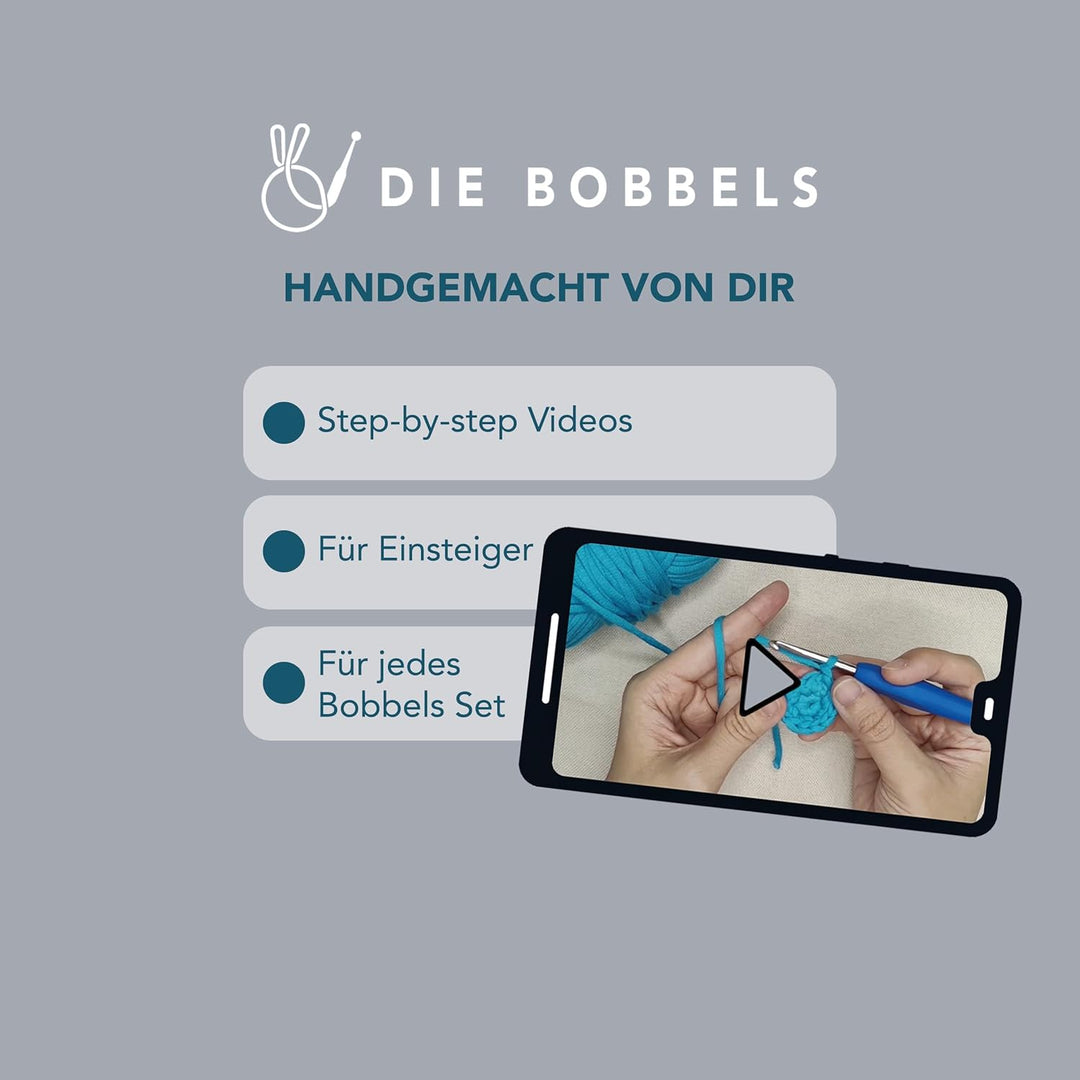 Die Bobbels“ Einsteiger Häkelset für Anfänger mit kinderleichtem Garn, Hilfsmitteln und Schritt-für-