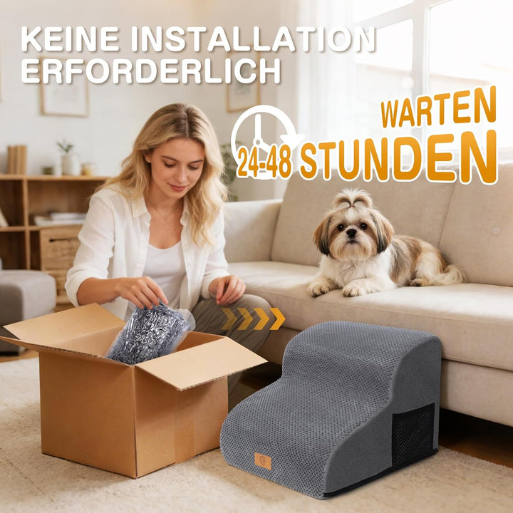 Zvonema wasserdichte Hundetreppe 2 Stufen,Waschbar Leiter Hundetreppe für Kleine Hunde und Katzen, A