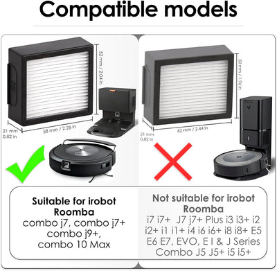 (12 Stück) Ersatz-HEPA-Filter kompatibel mit iRobot Roomba Combo J7+ plus/Combo j5+/ Combo j9+ Robot