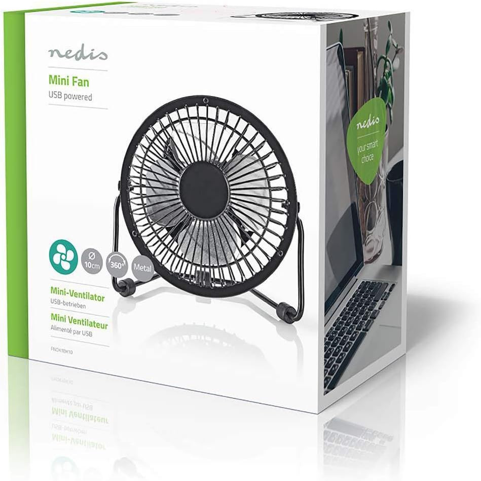 Nedis Mini-Ventilator aus Metall, 10 cm Durchmesser, Futter