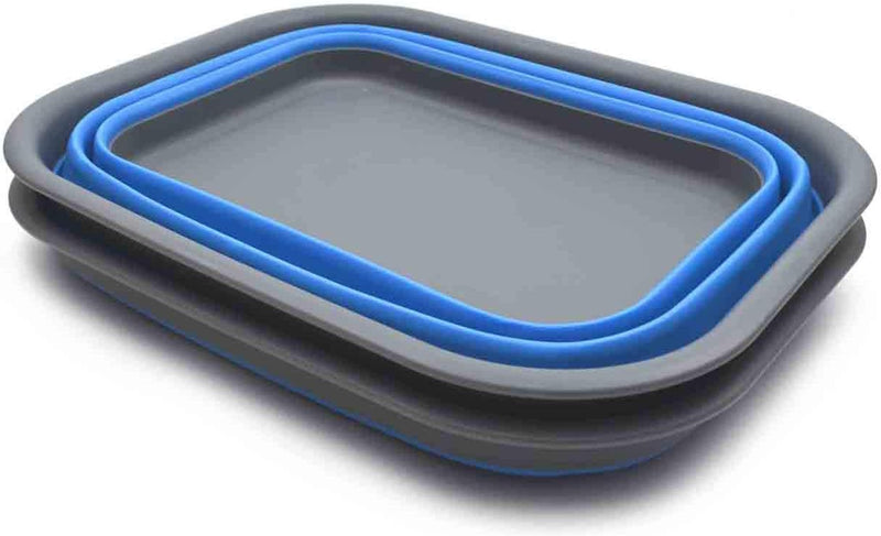 SAMMART Set of 2 Collapsible Tub (Grau/Blau, 2) Grau/Blau 2, Grau/Blau 2