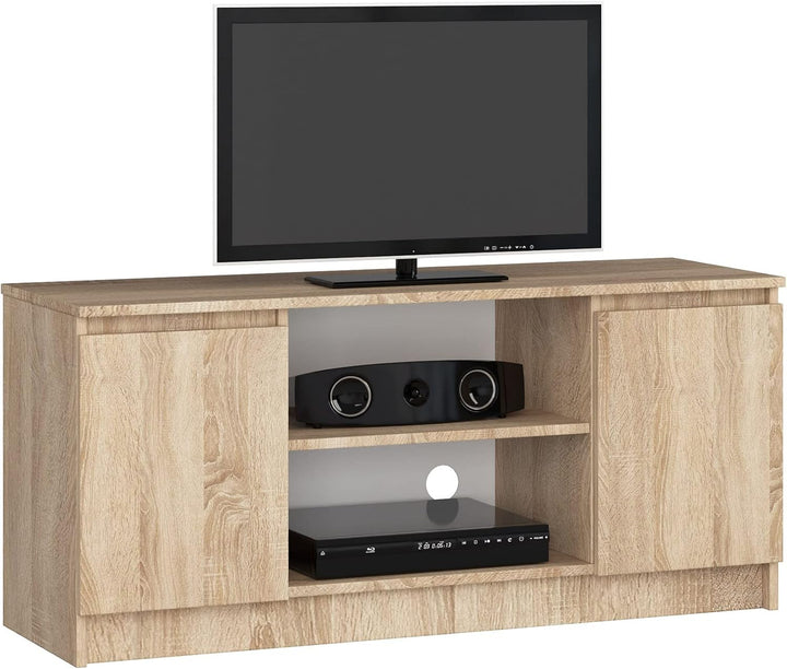 AKORD Fernsehkommode K-120 | EIN offenes Regalfach | 2 Ablagen mit Türen Links und rechts | H55 x B1